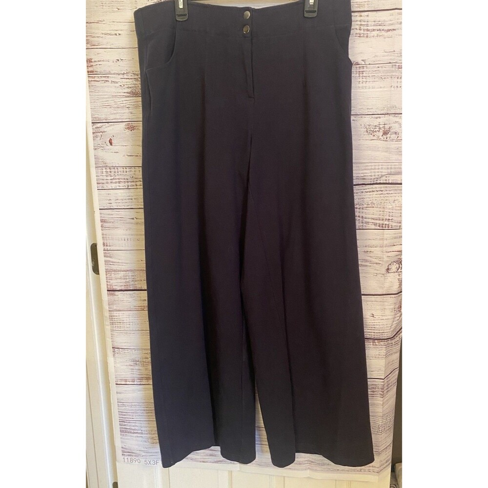 Chico's Pants Women's Sz 3R US 16R  Hollywood Waist Casual Wide Leg Stretch Navy